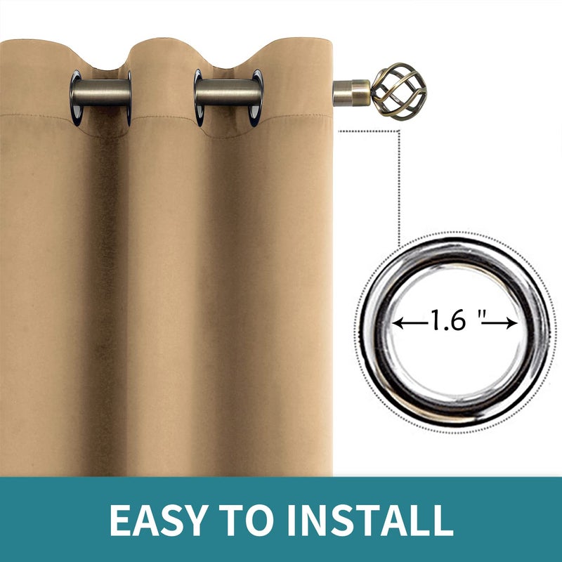 BGment Blackout Curtains for Living Room - Grommet Thermal Insulated Room Darkening Curtains for Bedroom, 2 Panels of 42 x 72 Inch, Khaki - Image 5
